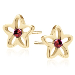 Cercei argint placati cu aur galben floare cu piatra rosie DiAmanti Z0600EG_RU-DIA (Argint 925‰ 1 g.)